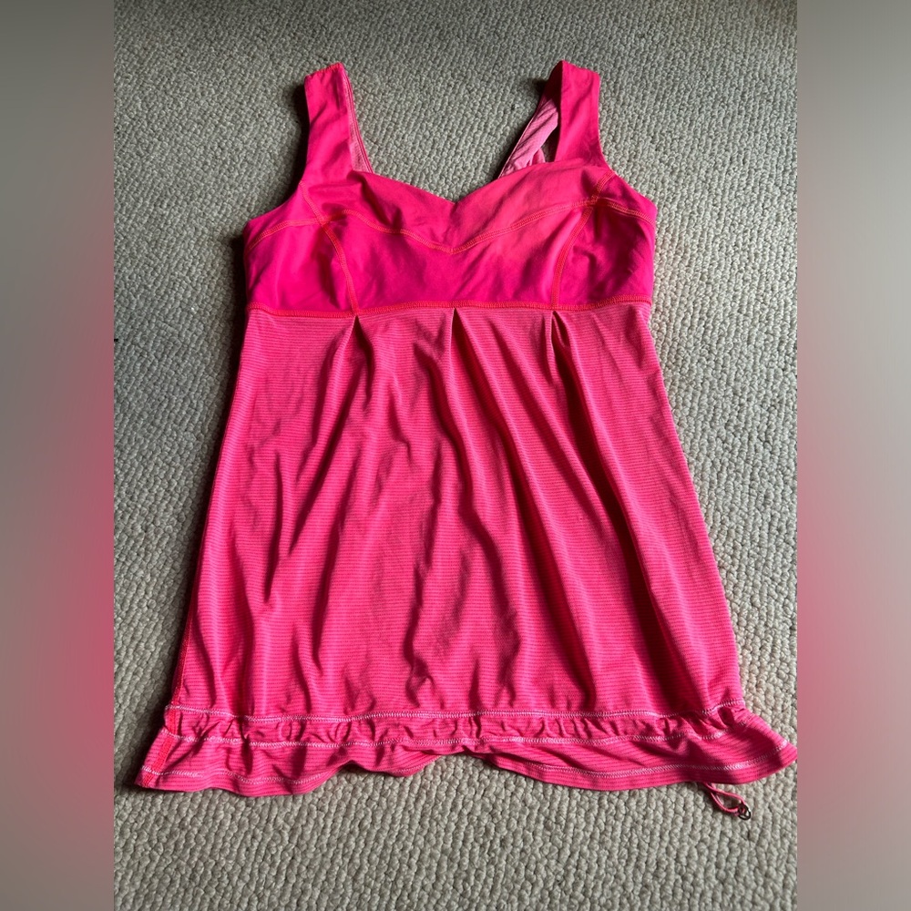 pink lululemon tank with drawstring 
size 8